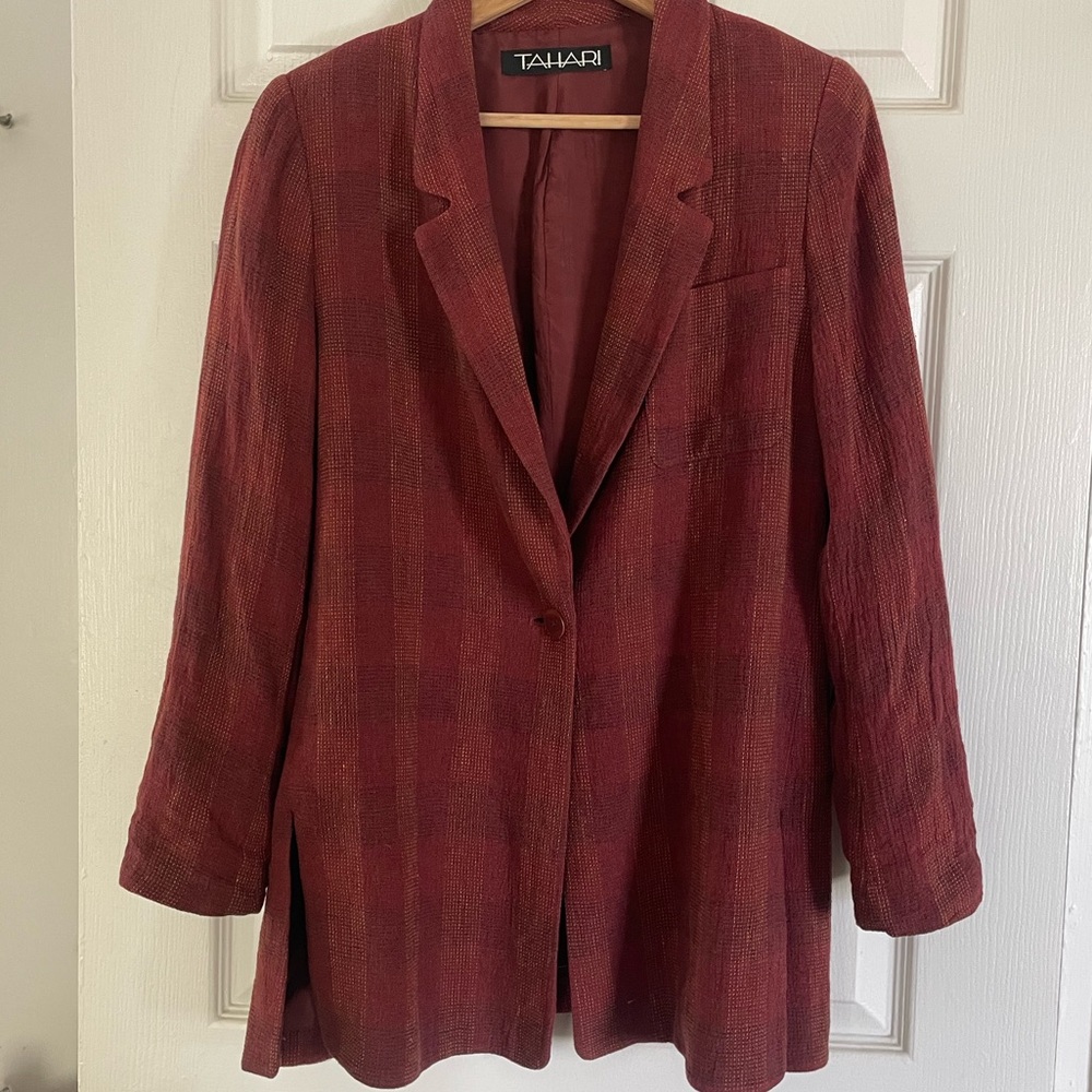 Tahari Women's Burgundy Blazer Jacket